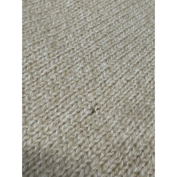 Lands End Women's Cardigan Sweater 8 Beige Wool Knit Sleeves Full Zip *DEFECTS* - Picture 10 of 14